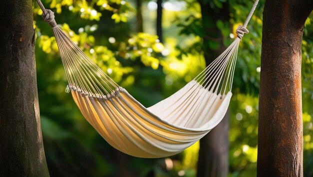 a hammock that is hanging in a tree