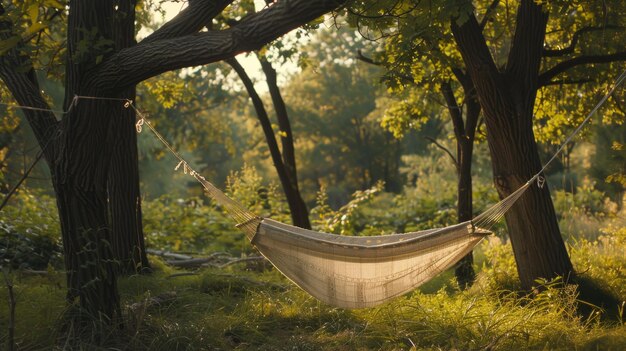 Photo a hammock that is in the woods