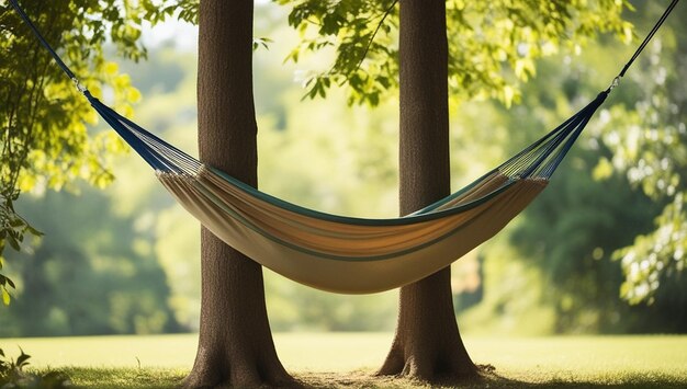 Photo a hammock with the words hammock in the middle of a forest