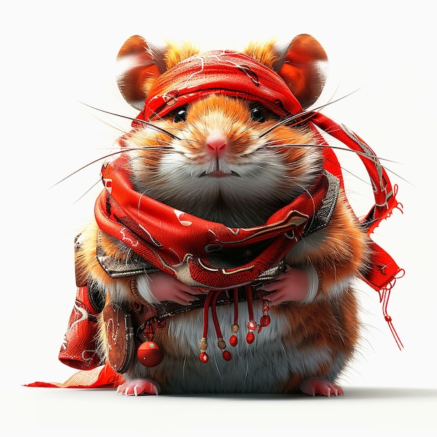 Hamster assassin cartoon on white background Hamster ninja cartoon