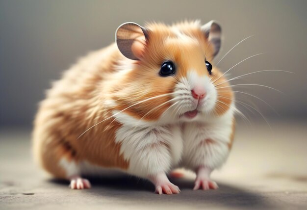 Hamster on a gray background Hamster closeup