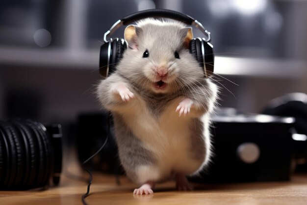 Photo hamster headphones rodent animal