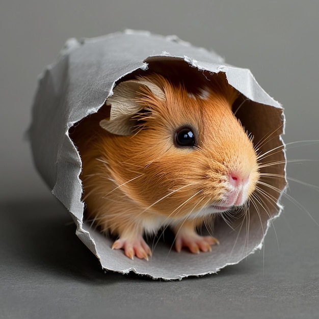 a hamster is inside a paper bag with a paper bag that says hamster