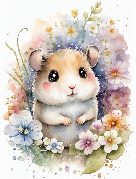 Hamster Watercolor Illustration