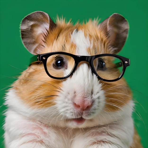 Photo a hamster wearing glasses and a black rimmed hat