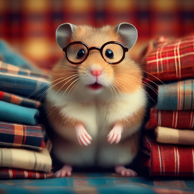 a hamster wearing glasses and a mouse with glasses