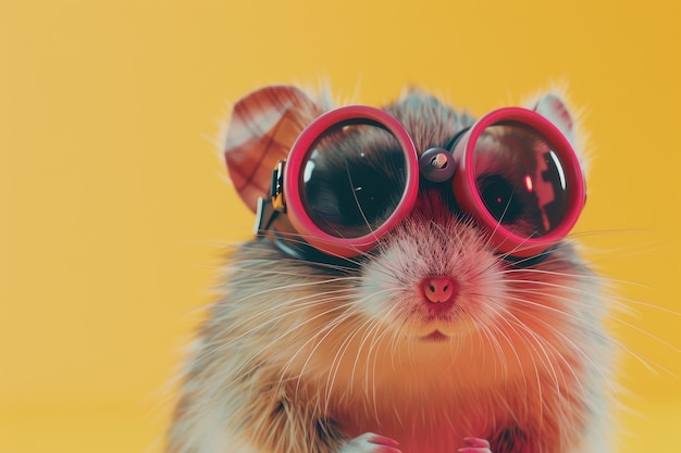 Photo a hamster wearing goggles and a parachute