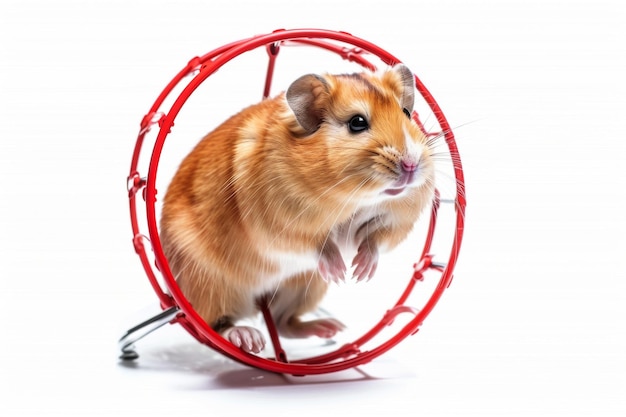 Hamster Wheel Concept On White Background