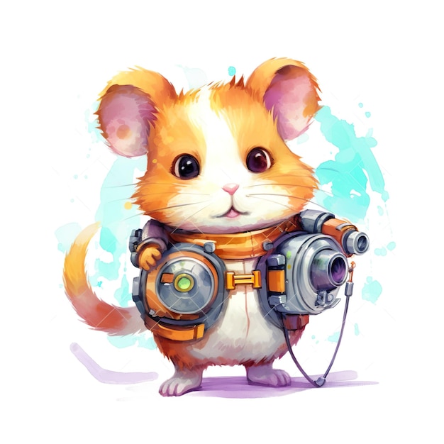 A hamster with a camera in its hands Generative AI image