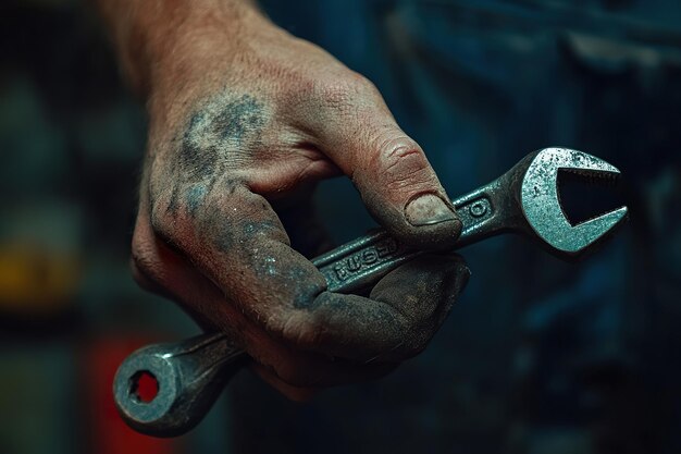 Photo hand in action holding a wrench