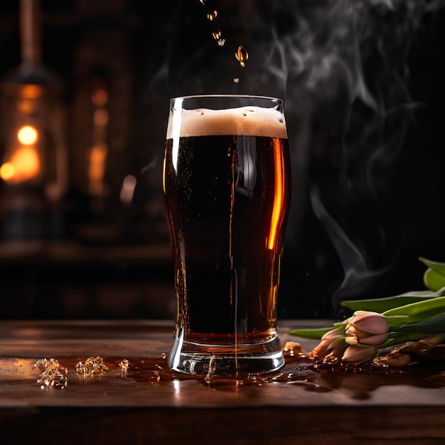 Hand at beer tap pouring a draught beer in glass serving in a bar