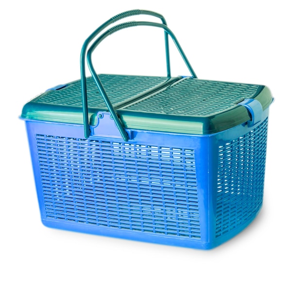 Hand craft plastic basket isolated on white background with clipping path