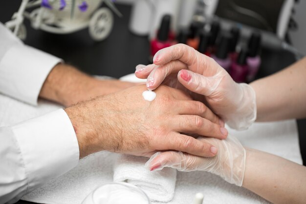 Hand cream. Massage after the manicure.