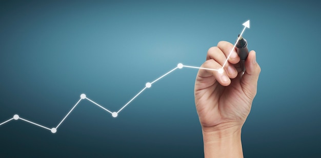 Hand drawing chart, graph stock of growth