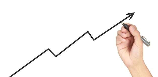 Hand drawing chart, graph stock of growth