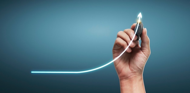 Hand drawing a chart, graph stock of growth