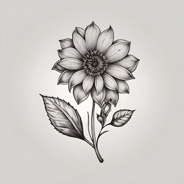 Hand Drawing Flower Outline