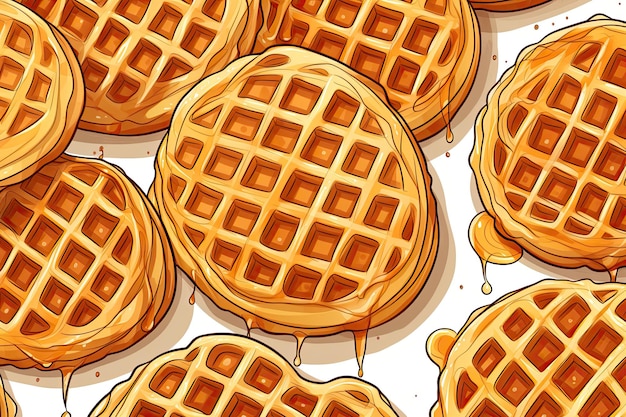 A hand drawing seamless pattern of waffle