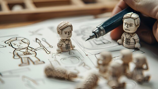 Photo hand drawing toy characters