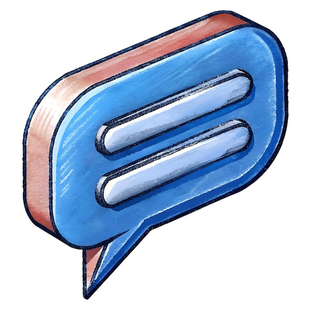 Photo a hand drawn 3d chat bubble icon