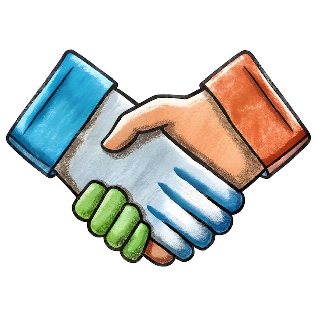 Photo a hand drawn 3d handshake icon perfect for representing agreement partnership and collaboration in a playful and friendly way