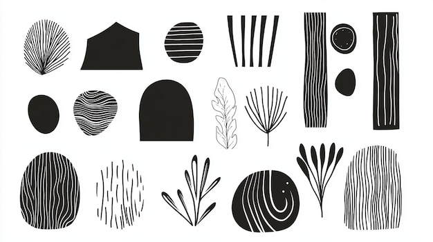 Hand Drawn Abstract Minimal Element Mid Century Vector