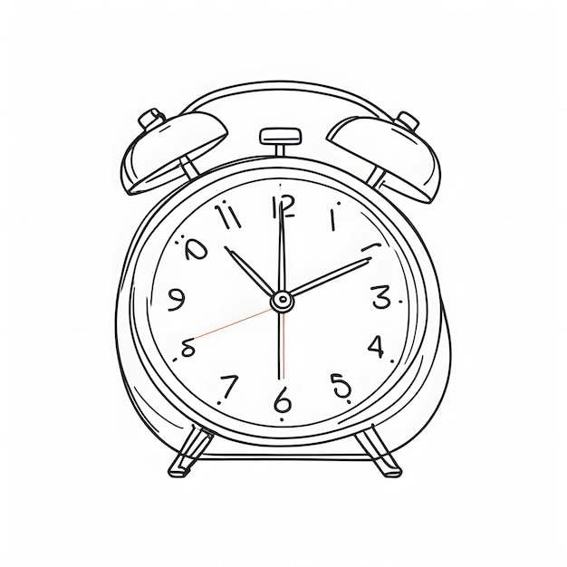 Photo hand drawn alarm clock illustration