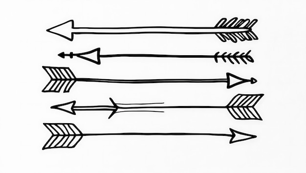 Hand drawn arrows on a white background doodle sketch