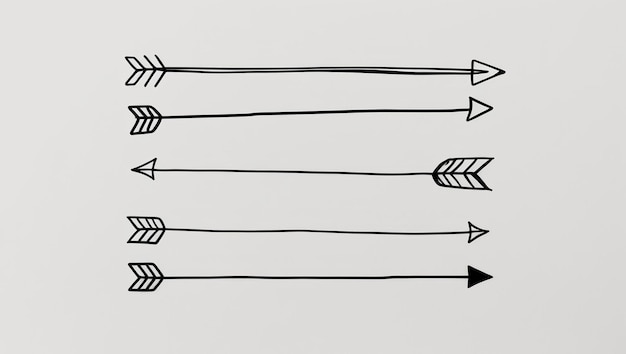 Hand drawn arrows with colored pencils ideal for creative projects and education