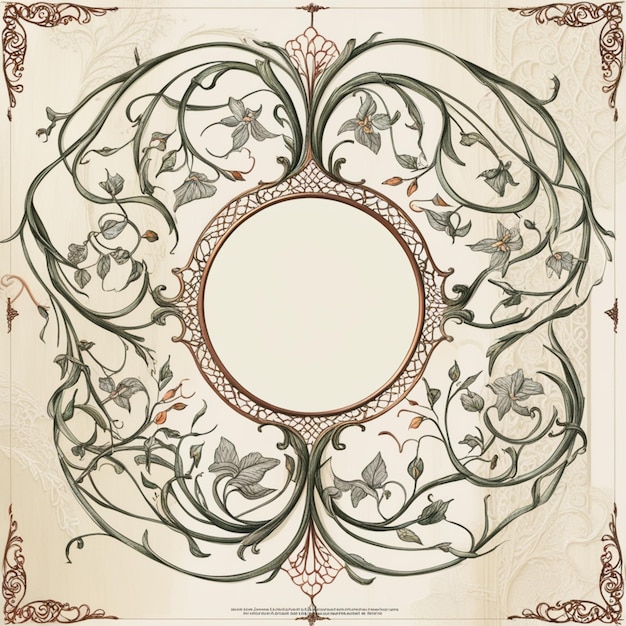 Photo hand drawn art nouveau frame design