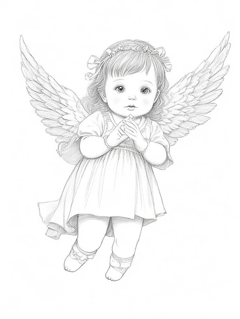 Photo hand drawn baby angel drawing illustration