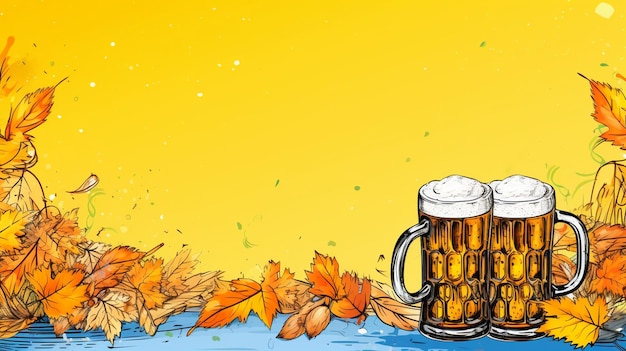 Photo hand drawn background for oktoberfest beer festival celebration