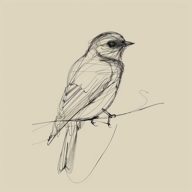 Photo hand drawn of bird drawing sketch cartoon