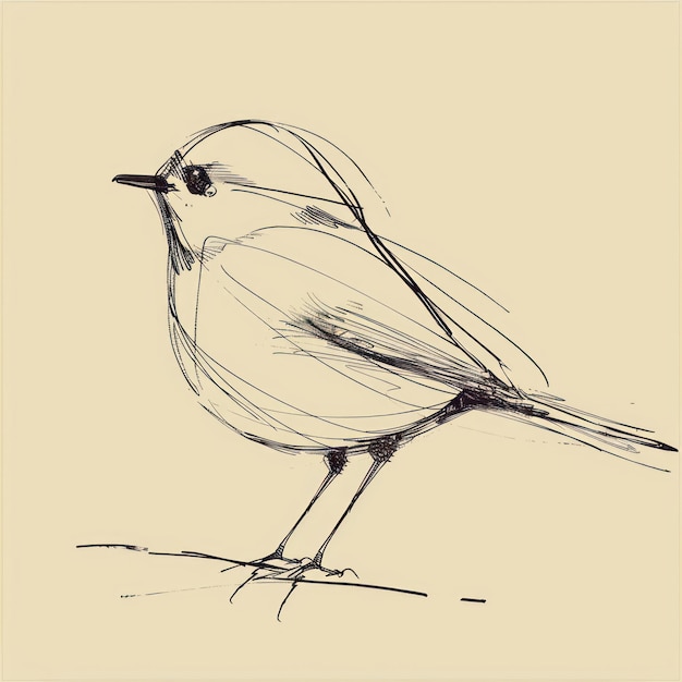 Photo hand drawn of bird drawing sketch monochrome