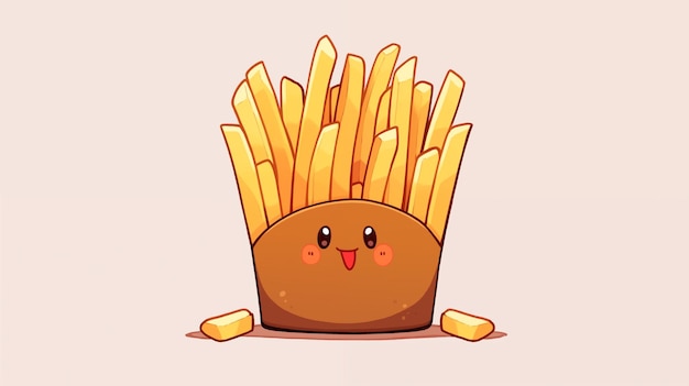 Photo hand drawn cartoon cute and delicious french fries illustration