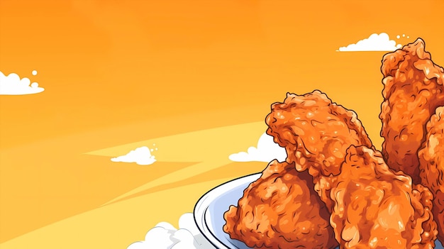 hand drawn cartoon delicious fried chicken illustration