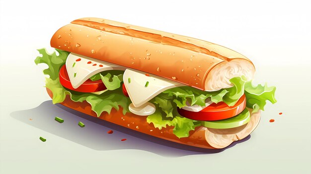 Photo hand drawn cartoon delicious sandwich illustration