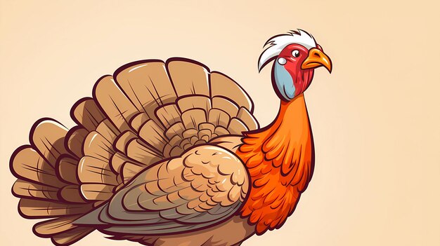 hand drawn cartoon thanksgiving turkey illustration