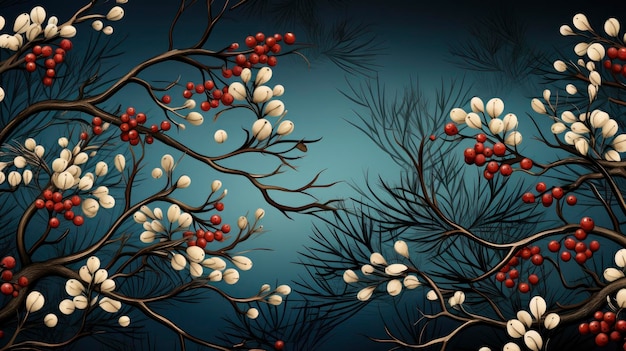 Hand Drawn Christmas Tree Branches Wallpaper Merry Christmas Background Hd Background