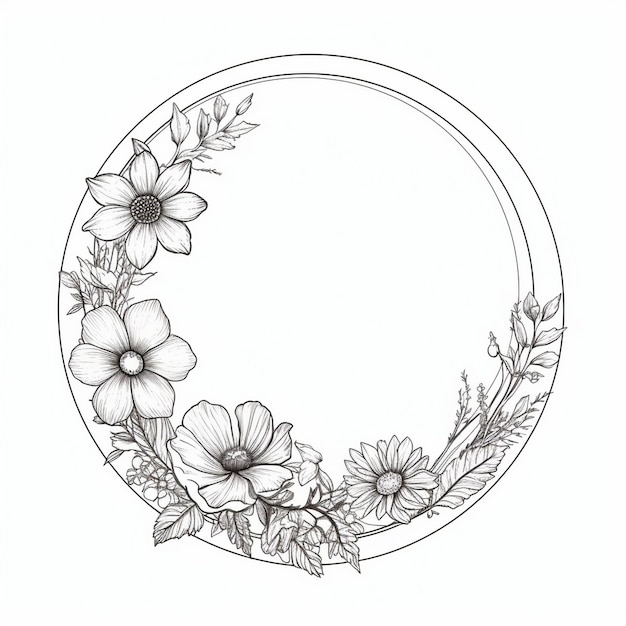 Hand drawn circle simple floral