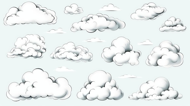 Hand drawn clouds collection