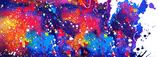 Hand drawn colorful painting abstract art panorama background colors texture on canvas