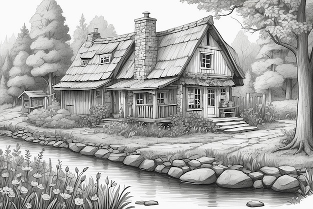 Hand drawn cottagecore illustration