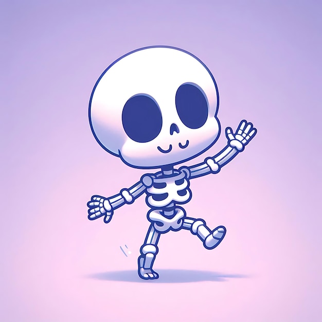 Photo hand drawn dancing skeleton character in cartoon style