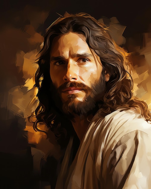 hand drawn detailed graphic illustration of jesus christ portrait vector