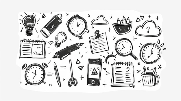 Photo hand drawn doodle back to school icon set vector illustration