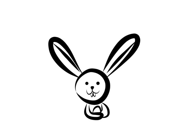 Hand drawn farm rabbit Doodle sketch style Drawing line simple rabbit icon