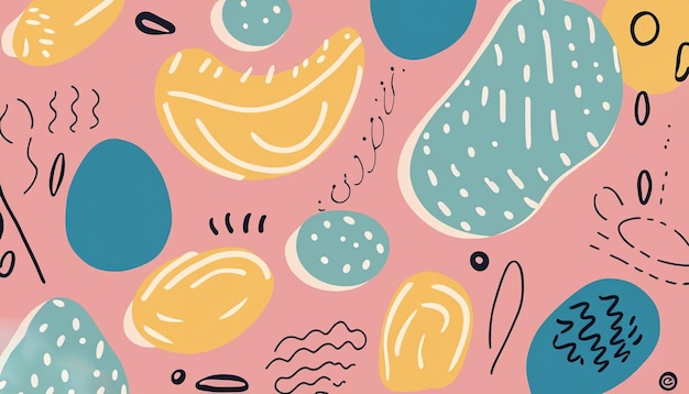 Hand drawn flat design abstract shapes doodle pattern 9