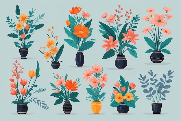 Hand Drawn Flat Design Flower Arrangement Collection