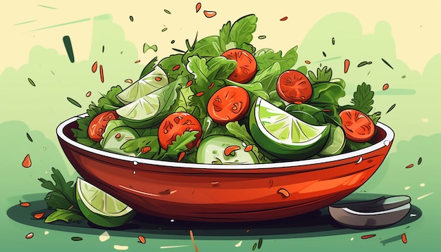 Photo hand drawn flat design salat illustration